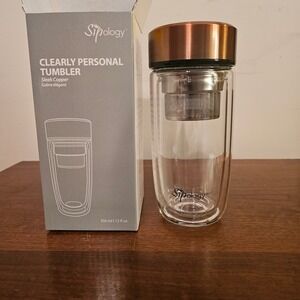Sipology Clearly Personal Tumbler Copper Double Wall Glass Tea Infuser 12oz